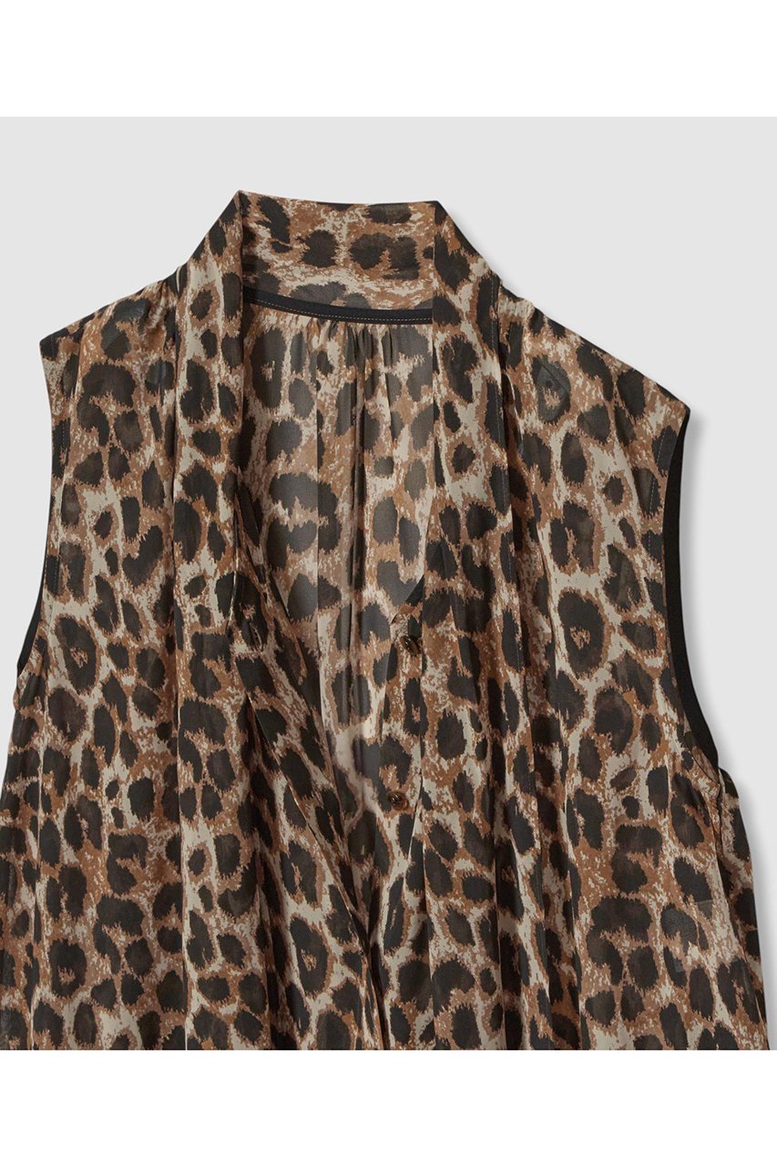 【アルアバイル/allureville】のレオパードプリントボウブラウス 人気、トレンドファッション・服の通販 founy(ファニー) 　ファッション　Fashion　レディースファッション　Fashion for Women　トップス・カットソー　Cut & Sew Tops　キャミソール&ノースリーブ　Camisoles & Sleeveless Tops　シャツ・ブラウス・オフィスカジュアル　Elegant Blouses & Button-Ups　カーゴパンツ　Cargo Pants, Utility Pants　ジーンズ　Jeans, Denim Pants　ノースリーブ　Sleeveless, No-Sleeve　フェミニン　Feminine, Girly　フレア　Flare, Flared　ボトム　Bottoms, Lower Wear　レオパード　Leopard, Animal Print　other-4|ID: prp329100004588578 ipo3291000000035401673