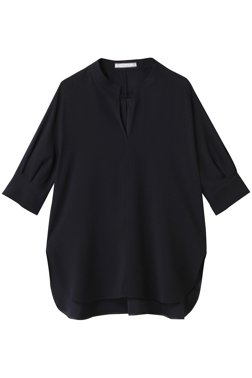 【ベイジ,/BEIGE,】のFLEUR(フルール)/ブラウス インテリア・キッズ・メンズ・レディースファッション・服の通販 founy(ファニー) 　ファッション　Fashion　レディースファッション　Fashion for Women　トップス・カットソー　Cut & Sew Tops　シャツ・ブラウス・オフィスカジュアル　Elegant Blouses & Button-Ups　とろみ　Fluid, Flowy Fabric　ショート　Short, Short Length　スキッパー　Skipper, Open Collar　スラックス　Slacks, Dress Pants　スリーブ　Sleeve, Long Sleeve / Short Sleeve　デニム　Denim, Jeans Material　フェミニン　Feminine, Girly　Navy|ID: prp329100004588585 ipo3291000000035790826