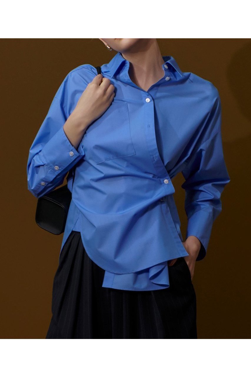 【アルアバイル/allureville】のカシュクール2WAYシャツ インテリア・キッズ・メンズ・レディースファッション・服の通販 founy(ファニー) 　ファッション　Fashion　レディースファッション　Ladies' Fashion Online　トップス・カットソー　Tops/Tshirt　シャツ/ブラウス　Shirts/Blouses　おすすめ　Recommend　カシュクール　Cachecoeur　スリーブ　Sleeve　タイトスカート　Tight Skirt　フロント　Front　ベーシック　Basic　ボトム　Bottom　マニッシュ　Mannish　ロング　Long　NEW・新作・新着・新入荷　New Arrivals　秋　Autumn/Fall　ブルー|ID: prp329100004588589 ipo3291000000032549785
