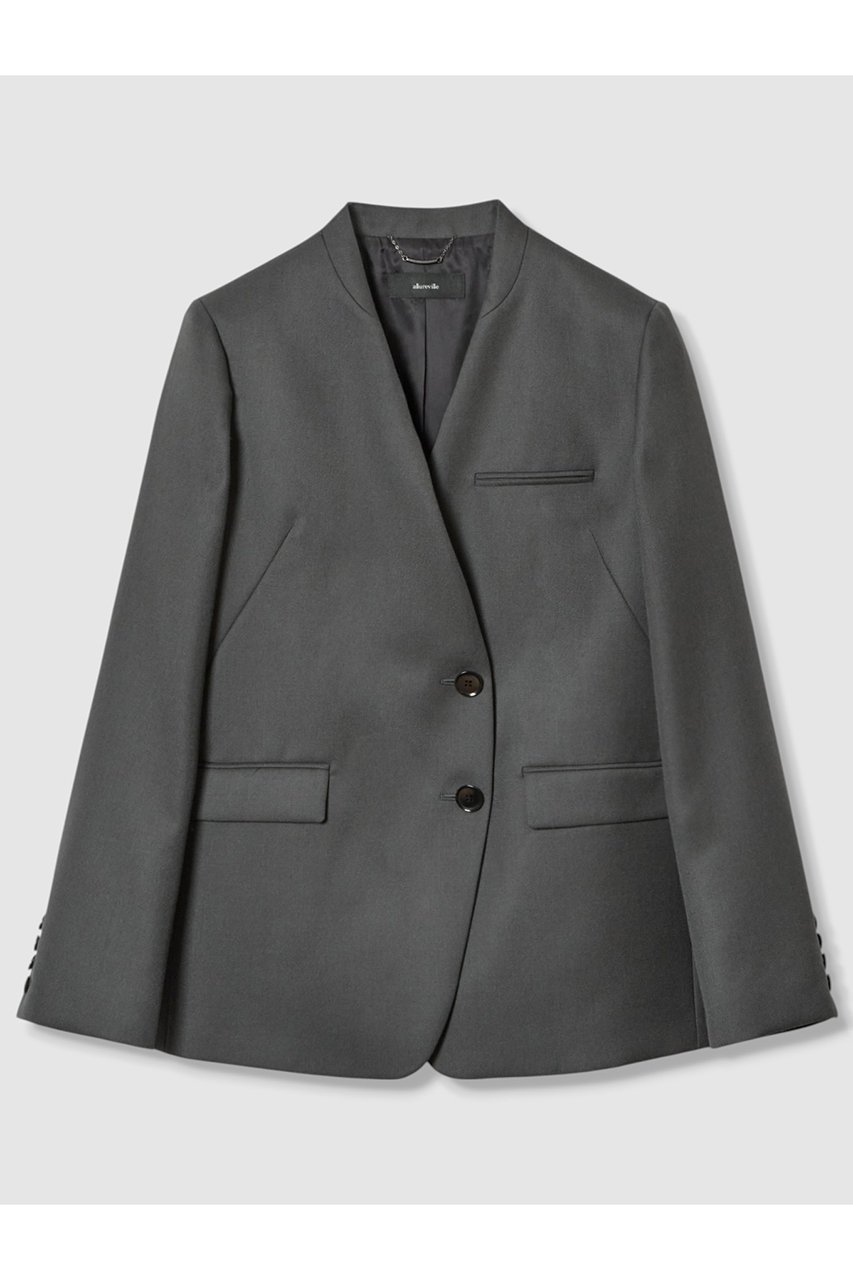 【アルアバイル/allureville】のウールサージノーカラージャケット インテリア・キッズ・メンズ・レディースファッション・服の通販 founy(ファニー) 　ファッション　Fashion　レディースファッション　Ladies' Fashion Online　アウター　Coat Outerwear　ジャケット　Jackets　ノーカラージャケット　No Collar Leather Jackets　ジャケット　Jacket　フロント　Front　マニッシュ　Mannish　NEW・新作・新着・新入荷　New Arrivals　グレー|ID: prp329100004588593 ipo3291000000032549817