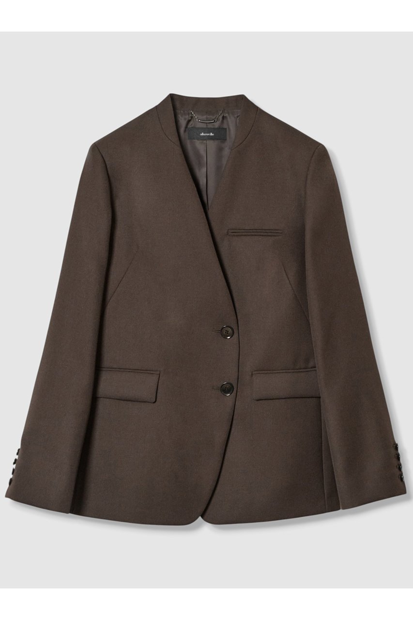 【アルアバイル/allureville】のウールサージノーカラージャケット インテリア・キッズ・メンズ・レディースファッション・服の通販 founy(ファニー) ファッション Fashion レディースファッション Fashion for Women アウター Coat / Outerwear Collection レディースジャケット・軽アウター Jackets ノーカラージャケット / シンプル上品コーデ Collarless Jackets ジャケット Jacket, Outerwear フロント Front, Front Design マニッシュ Mannish, Boyish ブラウン|ID: prp329100004588593 ipo3291000000035887626
