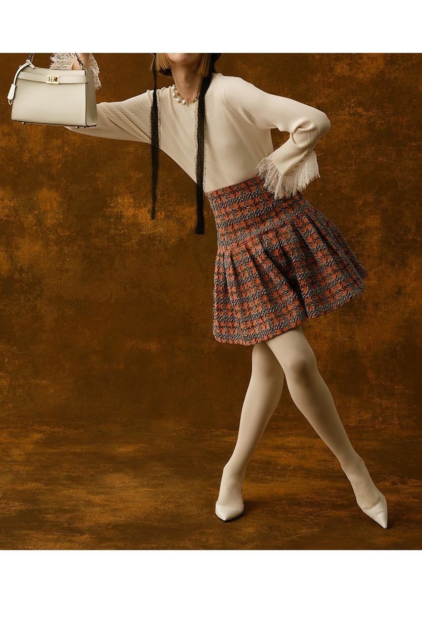 【アルアバイル/allureville】の【Loulou Willoughby】BUCOLタックミニスカート 人気、トレンドファッション・服の通販 founy(ファニー) 　ファッション　Fashion　レディースファッション　Ladies' Fashion Online　スカート　Skirt　ミニスカート　Mini Skirts　おすすめ　Recommend　オレンジ　Orange　シルバー　Silver　ジャカード　Jacquard　チェック　Check　バランス　Balance　ミニスカート　Mini Skirt　エレガント 上品　Elegant　半袖　Short Sleeve　NEW・新作・新着・新入荷　New Arrivals　other-7|ID: prp329100004589618 ipo3291000000032562550