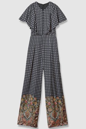 【アルアバイル/allureville】の【Loulou Willoughby】ペイズリードットオールインワン 人気、トレンドファッション・服の通販 founy(ファニー) ファッション Fashion レディースファッション Fashion for Women パンツ Pants & Trousers イタリア Italy サテン Satin, Glossy Fabric スリーブ Sleeve, Long Sleeve / Short Sleeve ドット Polka Dot, Dot Pattern フレア Flare, Flared プリント Print, Printed Pattern ペイズリー Paisley, Ethnic Pattern モダン Modern, Contemporary ワイド Wide, Wide Fit |ID:prp329100004589619