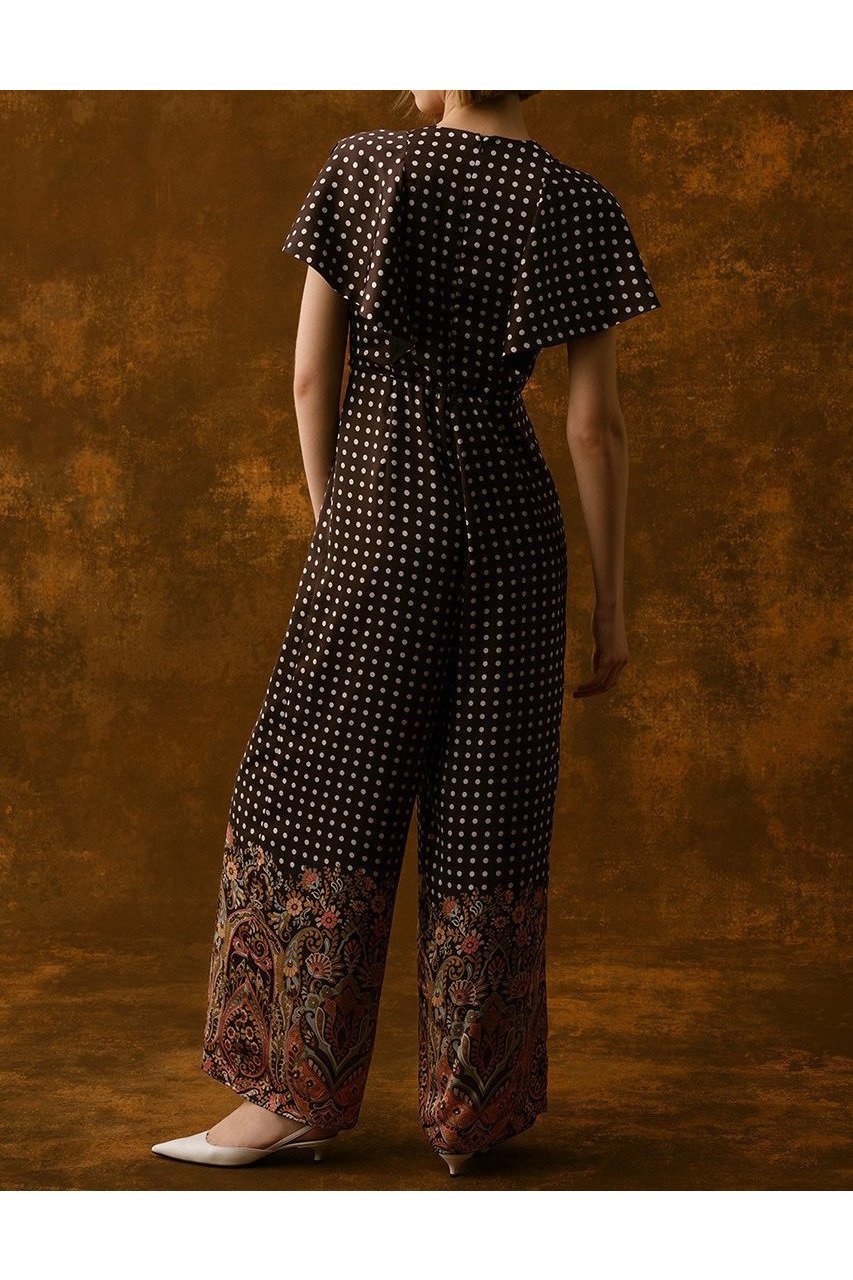 【アルアバイル/allureville】の【Loulou Willoughby】ペイズリードットオールインワン 人気、トレンドファッション・服の通販 founy(ファニー) 　ファッション　Fashion　レディースファッション　Ladies' Fashion Online　パンツ　Pants　イタリア　Italy　サテン　Satin　スリーブ　Sleeve　ドット　Dot　フレア　Flare　プリント　Print　ペイズリー　Paisley　モダン　Modern　ワイド　Wide　NEW・新作・新着・新入荷　New Arrivals　other-8|ID: prp329100004589619 ipo3291000000032562559
