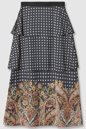 【アルアバイル/allureville】の【Loulou Willoughby】ペイズリードットスカート 人気、トレンドファッション・服の通販 founy(ファニー) ファッション Fashion レディースファッション Ladies' Fashion Online スカート Skirt ロングスカート Long Skirt イタリア Italy サテン Satin ティアード Tiered ティアードスカート Tiered Skirt ドット Dot フレア Flare プリント Print ペイズリー Paisley モダン Modern ロング Long 再入荷 Restock/Back In Stock/Re Arrival |ID:prp329100004589620