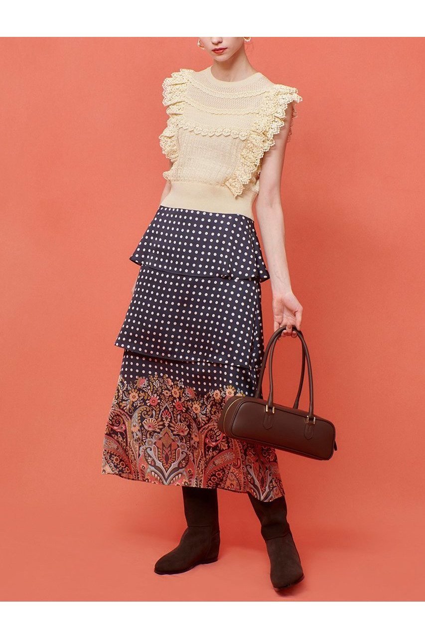【アルアバイル/allureville】の【Loulou Willoughby】ペイズリードットスカート 人気、トレンドファッション・服の通販 founy(ファニー) 　ファッション　Fashion　レディースファッション　Ladies' Fashion Online　スカート　Skirt　ロングスカート　Long Skirt　イタリア　Italy　サテン　Satin　ティアード　Tiered　ティアードスカート　Tiered Skirt　ドット　Dot　フレア　Flare　プリント　Print　ペイズリー　Paisley　モダン　Modern　ロング　Long　再入荷　Restock/Back In Stock/Re Arrival　other-6|ID: prp329100004589620 ipo3291000000032562566