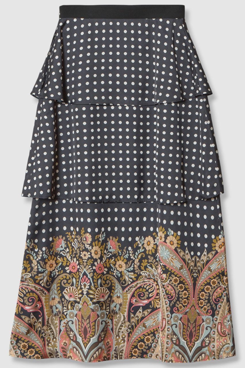 【アルアバイル/allureville】の【Loulou Willoughby】ペイズリードットスカート 人気、トレンドファッション・服の通販 founy(ファニー) ファッション Fashion レディースファッション Fashion for Women スカート Skirts ロングスカート Long Skirts / Maxi & Midi Skirts イタリア Italy サテン Satin, Glossy Fabric ティアード Tiered, Tiered Style ティアードスカート Tiered Skirt, Flounced Skirt ドット Polka Dot, Dot Pattern フレア Flare, Flared プリント Print, Printed Pattern ペイズリー Paisley, Ethnic Pattern モダン Modern, Contemporary ロング Long, Long-Length other-1|ID: prp329100004589620 ipo3291000000035790834