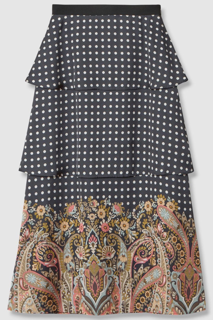 【アルアバイル/allureville】の【Loulou Willoughby】ペイズリードットスカート 人気、トレンドファッション・服の通販 founy(ファニー) ファッション Fashion レディースファッション Fashion for Women スカート Skirts ロングスカート Long Skirts / Maxi & Midi Skirts イタリア Italy サテン Satin, Glossy Fabric ティアード Tiered, Tiered Style ティアードスカート Tiered Skirt, Flounced Skirt ドット Polka Dot, Dot Pattern フレア Flare, Flared プリント Print, Printed Pattern ペイズリー Paisley, Ethnic Pattern モダン Modern, Contemporary ロング Long, Long-Length other-2|ID: prp329100004589620 ipo3291000000035790836