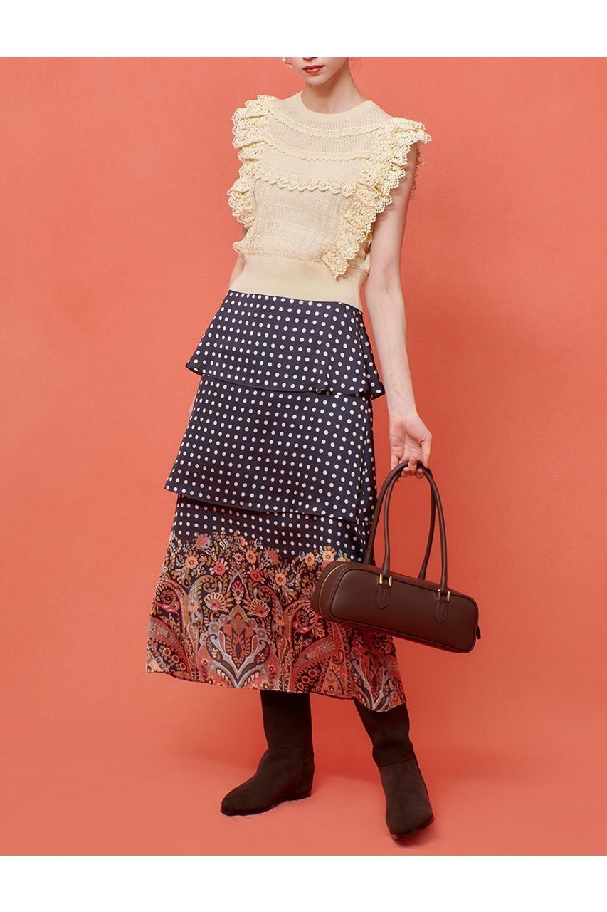 【アルアバイル/allureville】の【Loulou Willoughby】レースフリルニットプルオーバー 人気、トレンドファッション・服の通販 founy(ファニー) 　ファッション　Fashion　レディースファッション　Ladies' Fashion Online　トップス・カットソー　Tops/Tshirt　ニット　Knit Tops　プルオーバー　Pullover　アンティーク　Antique　ティアード　Tiered　ノースリーブ　No Sleeve　レース　Race　NEW・新作・新着・新入荷　New Arrivals　other-4|ID: prp329100004589621 ipo3291000000032562573