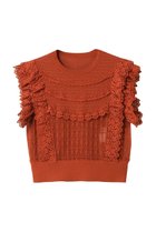 【アルアバイル/allureville】の【Loulou Willoughby】レースフリルニットプルオーバー 人気、トレンドファッション・服の通販 founy(ファニー) ファッション Fashion レディースファッション Fashion for Women トップス・カットソー Cut & Sew Tops ニット Knit Tops & Sweaters カジュアルプルオーバー・ニットトップス Pullovers & Knit Tops / Casual Pullovers アンティーク Antique-Inspired ティアード Tiered, Tiered Style ノースリーブ Sleeveless, No-Sleeve レース Lace, Lace Fabric thumbnail オレンジ系|ID: prp329100004589621 ipo3291000000033138831
