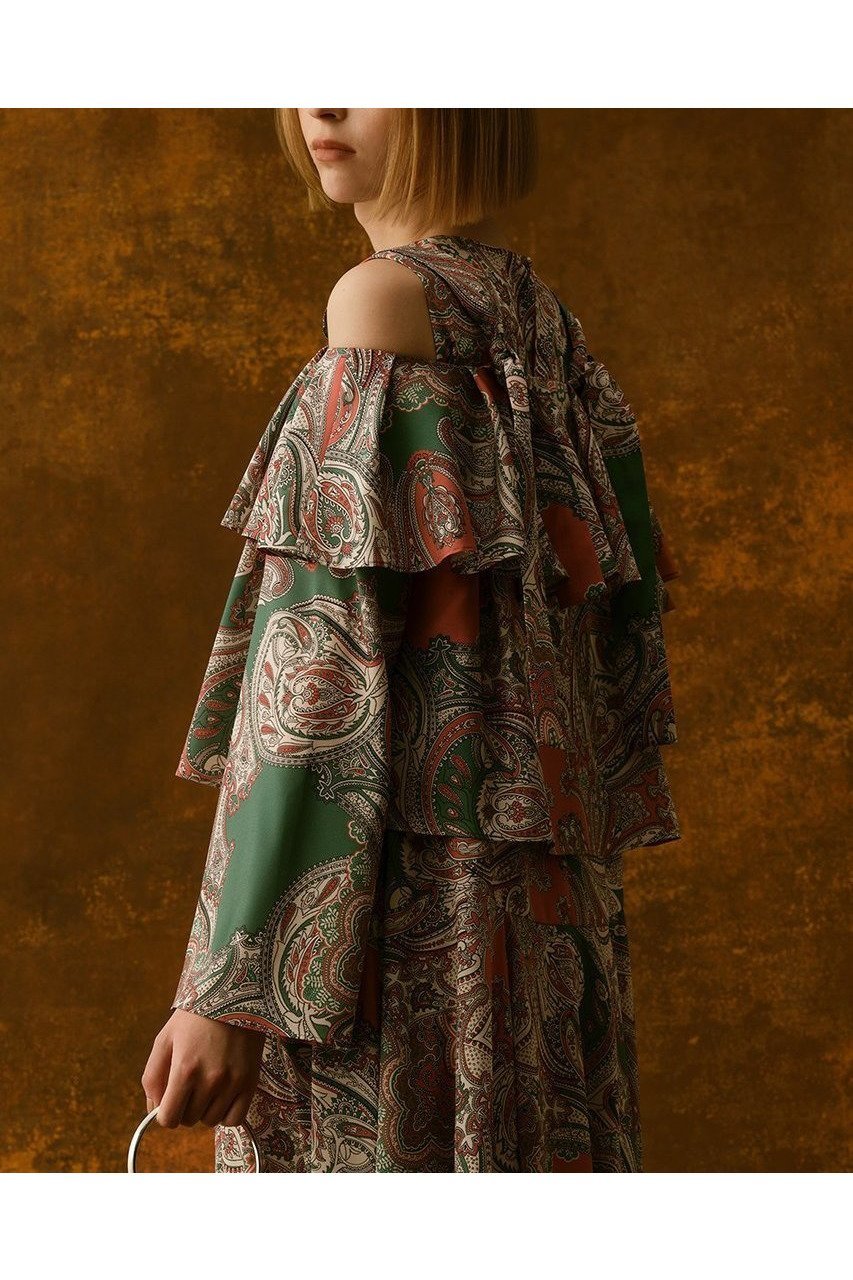 【アルアバイル/allureville】の【Loulou Willoughby】RATTIペイズリーオフショルブラウス 人気、トレンドファッション・服の通販 founy(ファニー) 　ファッション　Fashion　レディースファッション　Ladies' Fashion Online　トップス・カットソー　Tops/Tshirt　シャツ/ブラウス　Shirts/Blouses　おすすめ　Recommend　イタリア　Italy　スリーブ　Sleeve　トレンド　Trend　プリント　Print　ペイズリー　Paisley　ラッフル　Raffle　リボン　Ribbon　ロング　Long　NEW・新作・新着・新入荷　New Arrivals　other-6|ID: prp329100004589624 ipo3291000000032562600