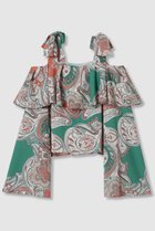 【アルアバイル/allureville】の【Loulou Willoughby】RATTIペイズリーオフショルブラウス グリーン|ID: prp329100004589624 ipo3291000000036179064