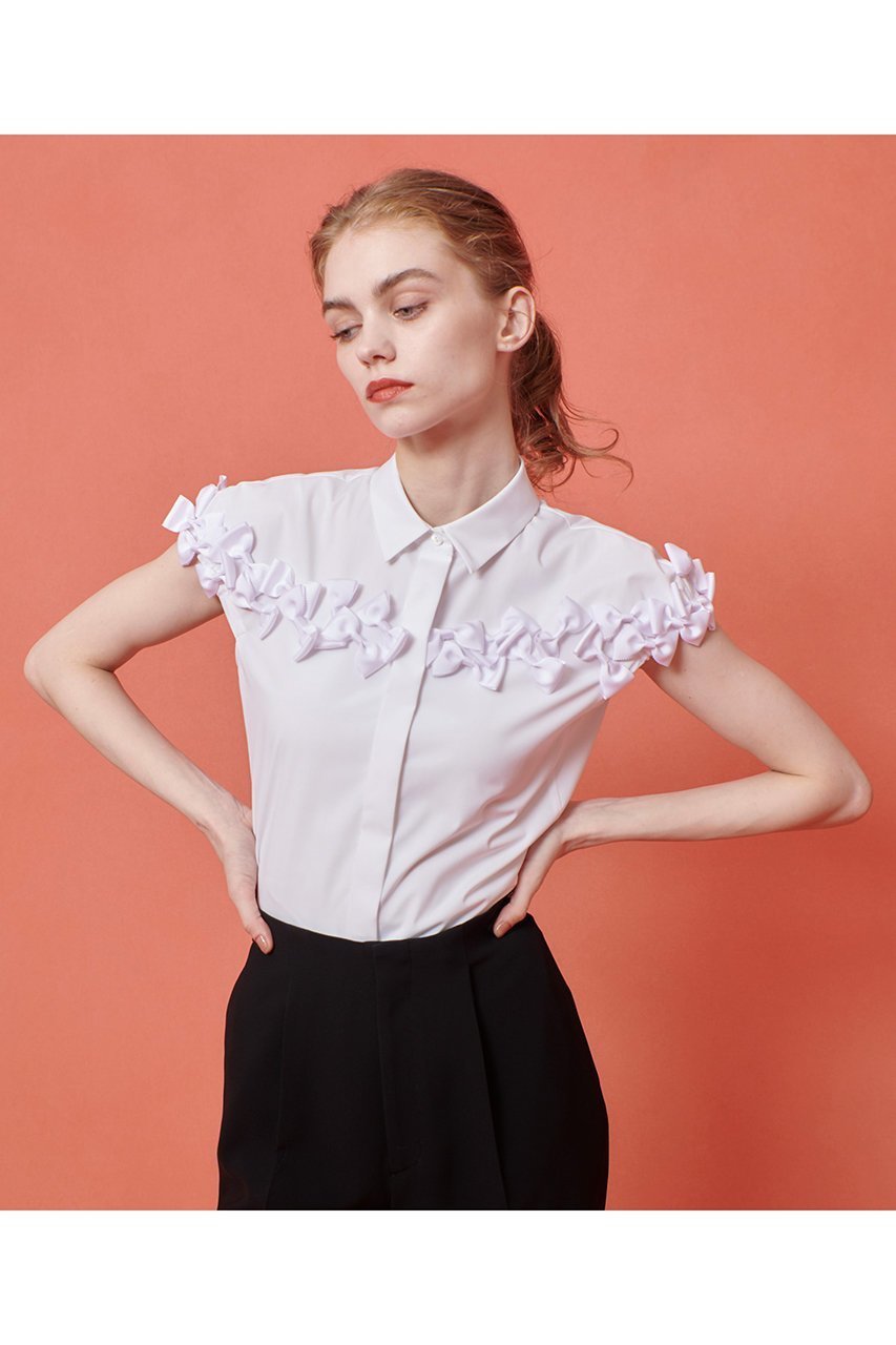 【アルアバイル/allureville】の【Loulou Willoughby】メニーリボンシャツ 人気、トレンドファッション・服の通販 founy(ファニー) 　ファッション　Fashion　レディースファッション　Fashion for Women　トップス・カットソー　Cut & Sew Tops　シャツ・ブラウス・オフィスカジュアル　Elegant Blouses & Button-Ups　コンパクト　Compact, Small Size　ショート　Short, Short Length　スリーブ　Sleeve, Long Sleeve / Short Sleeve　バランス　Balance, Style Balance　フィット　Fit, Slim Fit　フェミニン　Feminine, Girly　フロント　Front, Front Design　マニッシュ　Mannish, Boyish　リボン　Ribbon, Bow　other-8|ID: prp329100004589626 ipo3291000000036389714