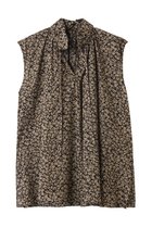 【ハウス オブ ロータス/HOUSE OF LOTUS】のウェーブプリントギャザーノースリーブブラウス ブラック|ID:prp329100004592173