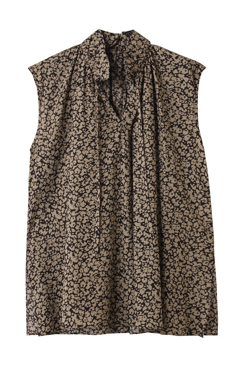 【ハウス オブ ロータス/HOUSE OF LOTUS】のウェーブプリントギャザーノースリーブブラウス インテリア・キッズ・メンズ・レディースファッション・服の通販 founy(ファニー) 　ファッション　Fashion　レディースファッション　Fashion for Women　トップス・カットソー　Cut & Sew Tops　キャミソール&ノースリーブ　Camisoles & Sleeveless Tops　シャツ・ブラウス・オフィスカジュアル　Elegant Blouses & Button-Ups　ギャザー　Gathered, Ruffled　サッカー　Seersucker, Summer Fabric　スリット　Slit, Slit Detail　ノースリーブ　Sleeveless, No-Sleeve　フリル　Frill, Ruffle　プリント　Print, Printed Pattern　モザイク　Mosaic, Geometric Pattern　夏　Summer　ブラック|ID: prp329100004592173 ipo3291000000034515009