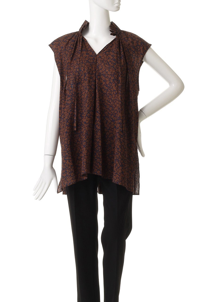 【ハウス オブ ロータス/HOUSE OF LOTUS】のウェーブプリントギャザーノースリーブブラウス 人気、トレンドファッション・服の通販 founy(ファニー) 　ファッション　Fashion　レディースファッション　Fashion for Women　トップス・カットソー　Cut & Sew Tops　キャミソール&ノースリーブ　Camisoles & Sleeveless Tops　シャツ・ブラウス・オフィスカジュアル　Elegant Blouses & Button-Ups　ギャザー　Gathered, Ruffled　サッカー　Seersucker, Summer Fabric　スリット　Slit, Slit Detail　ノースリーブ　Sleeveless, No-Sleeve　フリル　Frill, Ruffle　プリント　Print, Printed Pattern　モザイク　Mosaic, Geometric Pattern　夏　Summer　other-2|ID: prp329100004592173 ipo3291000000035483611