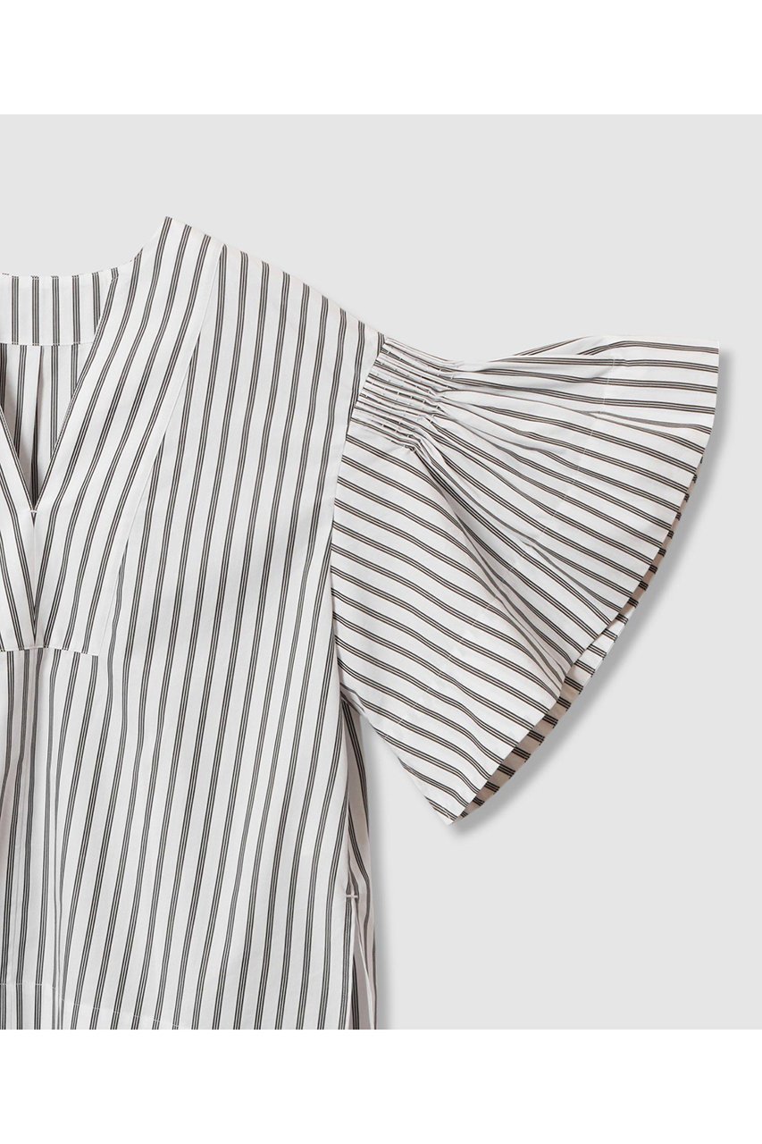 【ハウス オブ ロータス/HOUSE OF LOTUS】のストライプタックシャーリングブラウス 人気、トレンドファッション・服の通販 founy(ファニー) 　ファッション　Fashion　レディースファッション　Fashion for Women　トップス・カットソー　Cut & Sew Tops　シャツ・ブラウス・オフィスカジュアル　Elegant Blouses & Button-Ups　シャーリング　Shirring, Ruched　ショート　Short, Short Length　ストライプ　Stripe, Striped Pattern　スリット　Slit, Slit Detail　スリーブ　Sleeve, Long Sleeve / Short Sleeve　バランス　Balance, Style Balance　フェミニン　Feminine, Girly　フレア　Flare, Flared　フロント　Front, Front Design　マニッシュ　Mannish, Boyish　other-4|ID: prp329100004592175 ipo3291000000034515022