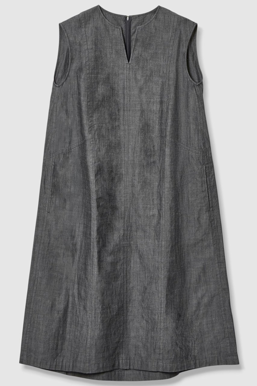 【ハウス オブ ロータス/HOUSE OF LOTUS】のシャンブレーデニムフォルムワンピース インテリア・キッズ・メンズ・レディースファッション・服の通販 founy(ファニー) 　ファッション　Fashion　レディースファッション　Fashion for Women　ワンピース　Dresses　チュニック　Tunic Tops & Dresses　インディゴ　Indigo Denim　シャンブレー　Chambray, Denim-Like Fabric　チュニック　Tunic, Long Top　フォルム　Silhouette, Form　フロント　Front, Front Design　ロング　Long, Long-Length　エレガント 上品　Elegant　ブラック|ID: prp329100004592179 ipo3291000000034515042