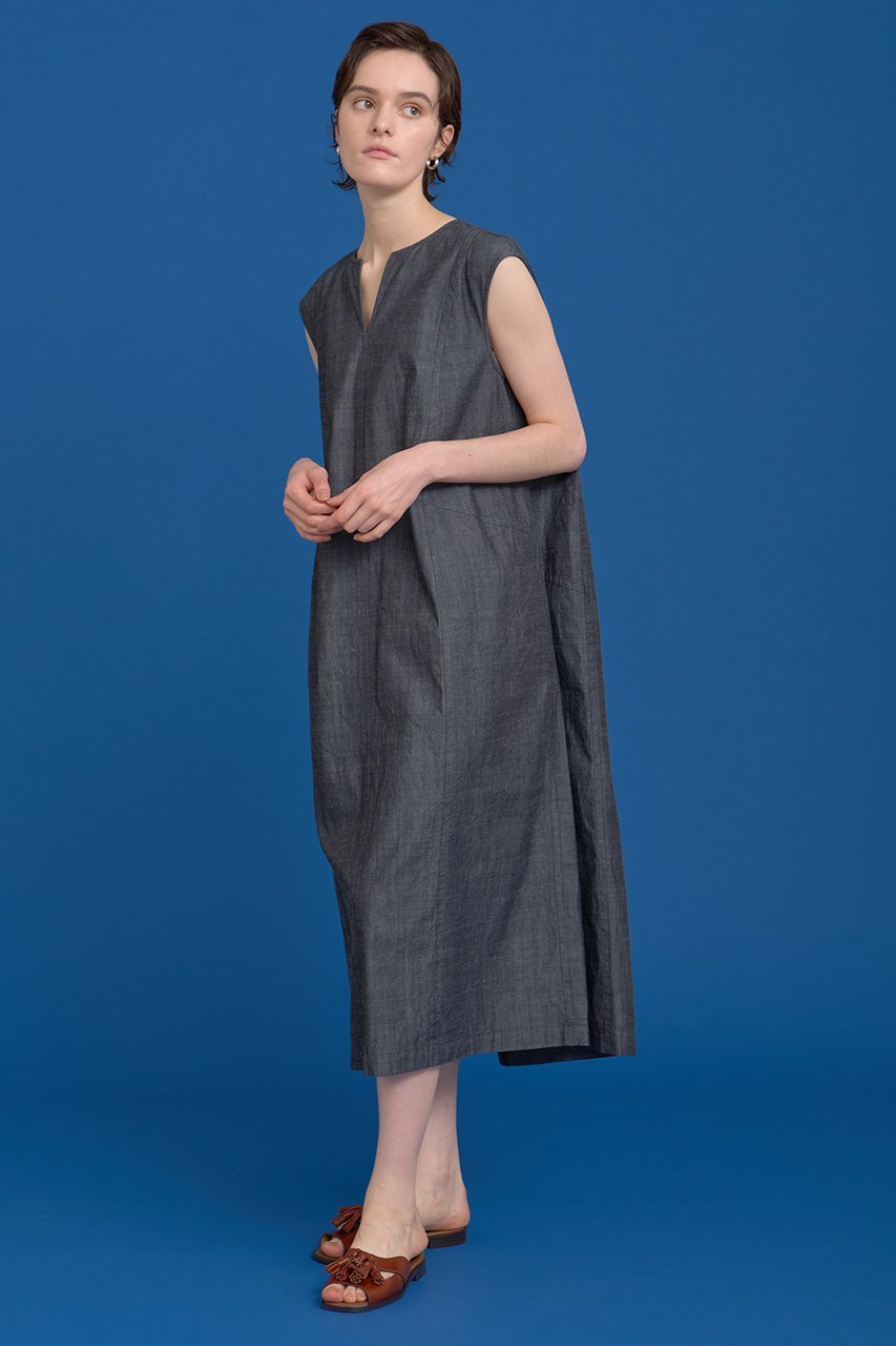 【ハウス オブ ロータス/HOUSE OF LOTUS】のシャンブレーデニムフォルムワンピース 人気、トレンドファッション・服の通販 founy(ファニー) 　ファッション　Fashion　レディースファッション　Fashion for Women　ワンピース　Dresses　チュニック　Tunic Tops & Dresses　インディゴ　Indigo Denim　シャンブレー　Chambray, Denim-Like Fabric　チュニック　Tunic, Long Top　フォルム　Silhouette, Form　フロント　Front, Front Design　ロング　Long, Long-Length　エレガント 上品　Elegant　other-6|ID: prp329100004592179 ipo3291000000034515047