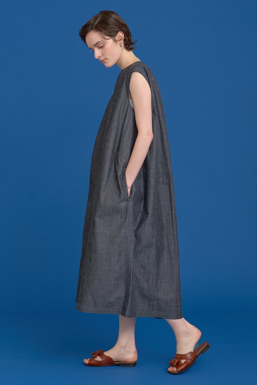 【ハウス オブ ロータス/HOUSE OF LOTUS】のシャンブレーデニムフォルムワンピース 人気、トレンドファッション・服の通販 founy(ファニー) 　ファッション　Fashion　レディースファッション　Fashion for Women　ワンピース　Dresses　チュニック　Tunic Tops & Dresses　インディゴ　Indigo Denim　シャンブレー　Chambray, Denim-Like Fabric　チュニック　Tunic, Long Top　フォルム　Silhouette, Form　フロント　Front, Front Design　ロング　Long, Long-Length　エレガント 上品　Elegant　other-7|ID: prp329100004592179 ipo3291000000034515048