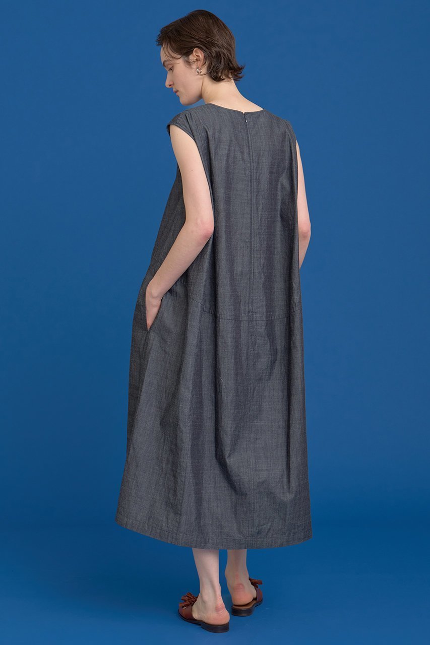 【ハウス オブ ロータス/HOUSE OF LOTUS】のシャンブレーデニムフォルムワンピース 人気、トレンドファッション・服の通販 founy(ファニー) 　ファッション　Fashion　レディースファッション　Fashion for Women　ワンピース　Dresses　チュニック　Tunic Tops & Dresses　インディゴ　Indigo Denim　シャンブレー　Chambray, Denim-Like Fabric　チュニック　Tunic, Long Top　フォルム　Silhouette, Form　フロント　Front, Front Design　ロング　Long, Long-Length　エレガント 上品　Elegant　other-8|ID: prp329100004592179 ipo3291000000034515049