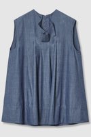【ハウス オブ ロータス/HOUSE OF LOTUS】のシャンブレーデニムラッフルブラウス 人気、トレンドファッション・服の通販 founy(ファニー) ファッション Fashion レディースファッション Ladies' Fashion Online トップス・カットソー Tops/Tshirt キャミソール / ノースリーブ No Sleeves シャツ/ブラウス Shirts/Blouses 2025年 2025 2025-2026秋冬・A/W Aw/Autumn/Winter/Fw/Fall/2025-2026 インディゴ Indigo エレガント 上品 Elegant シャンブレー Chambray デニム Denim ノースリーブ No Sleeve ラッフル Raffle A/W・秋冬 Aw・Autumn/Winter・Fw・Fall-Winter |ID:prp329100004592180