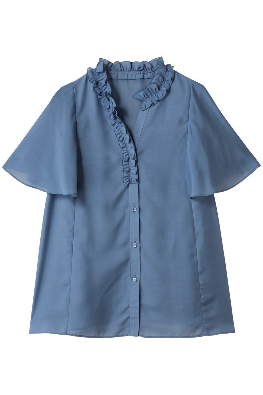 【アナイ/ANAYI】のスパンローンフリルネックブラウス インテリア・キッズ・メンズ・レディースファッション・服の通販 founy(ファニー) 　ファッション　Fashion　レディースファッション　Ladies' Fashion Online　トップス・カットソー　Tops/Tshirt　シャツ/ブラウス　Shirts/Blouses　2025年　2025　2025-2026秋冬・A/W　Aw/Autumn/Winter/Fw/Fall/2025-2026　ショート　Short　シンプル　Simple　スキッパー　Skipper　スリーブ　Sleeve　フェミニン　Feminine　フリル　Frills　フレア　Flare　エレガント 上品　Elegant　A/W・秋冬　Aw・Autumn/Winter・Fw・Fall-Winter　ブルー|ID: prp329100004592192 ipo3291000000032601600