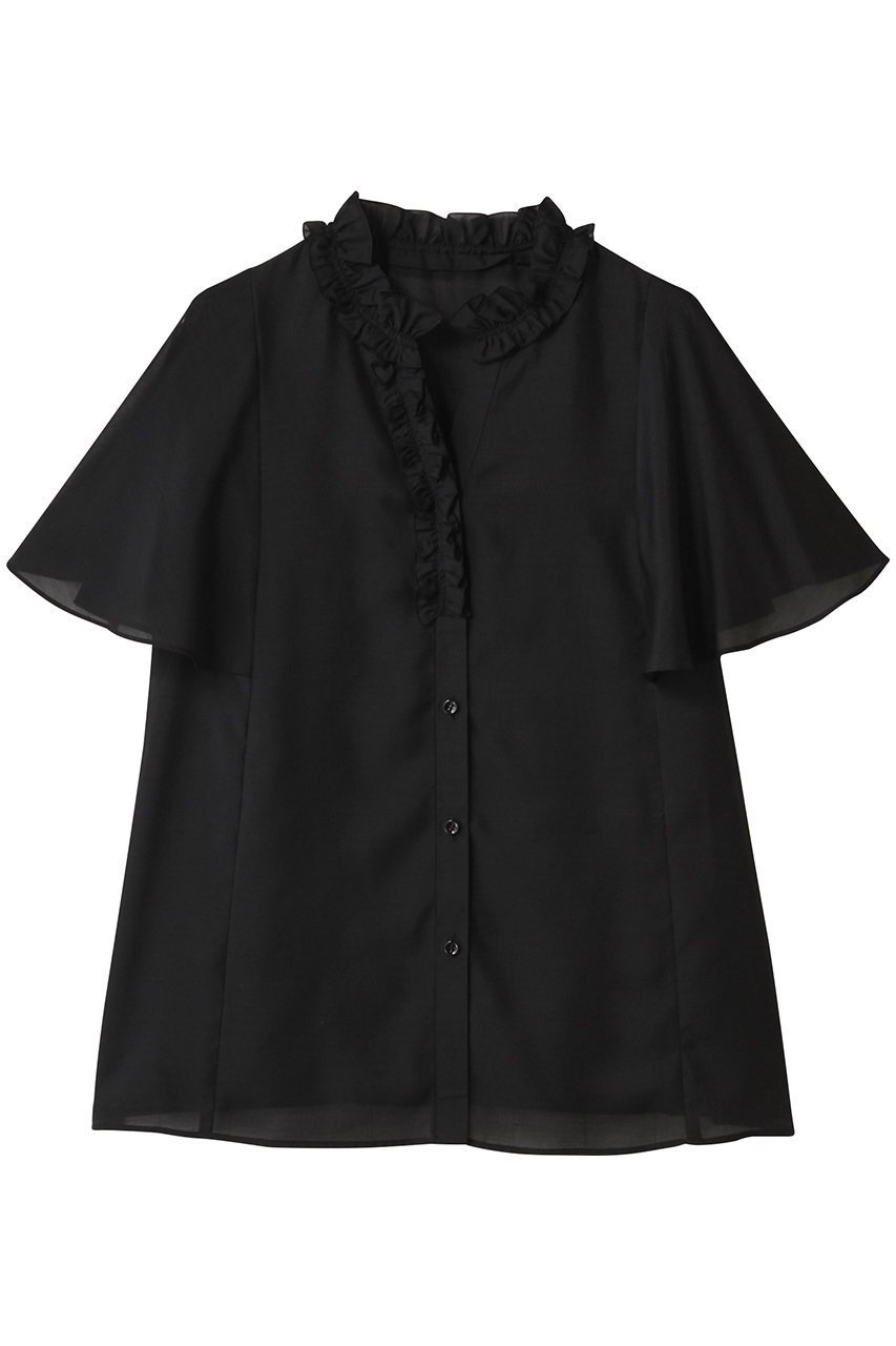 【アナイ/ANAYI】のスパンローンフリルネックブラウス インテリア・キッズ・メンズ・レディースファッション・服の通販 founy(ファニー) 　ファッション　Fashion　レディースファッション　Ladies' Fashion Online　トップス・カットソー　Tops/Tshirt　シャツ/ブラウス　Shirts/Blouses　2025年　2025　2025-2026秋冬・A/W　Aw/Autumn/Winter/Fw/Fall/2025-2026　ショート　Short　シンプル　Simple　スキッパー　Skipper　スリーブ　Sleeve　フェミニン　Feminine　フリル　Frills　フレア　Flare　エレガント 上品　Elegant　A/W・秋冬　Aw・Autumn/Winter・Fw・Fall-Winter　ブラック|ID: prp329100004592192 ipo3291000000032601602