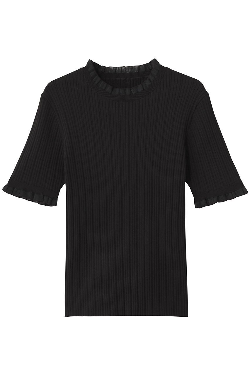 【アルアバイル/allureville】の【Loulou Willoughby】ハーフチューブラーリブニット インテリア・キッズ・メンズ・レディースファッション・服の通販 founy(ファニー) 　ファッション　Fashion　レディースファッション　Ladies' Fashion Online　トップス・カットソー　Tops/Tshirt　ニット　Knit Tops　プルオーバー　Pullover　2025年　2025　2025-2026秋冬・A/W　Aw/Autumn/Winter/Fw/Fall/2025-2026　スリーブ　Sleeve　ハーフ　Half　フェミニン　Feminine　フリル　Frills　ロング　Long　A/W・秋冬　Aw・Autumn/Winter・Fw・Fall-Winter　ブラック|ID: prp329100004592208 ipo3291000000032601704