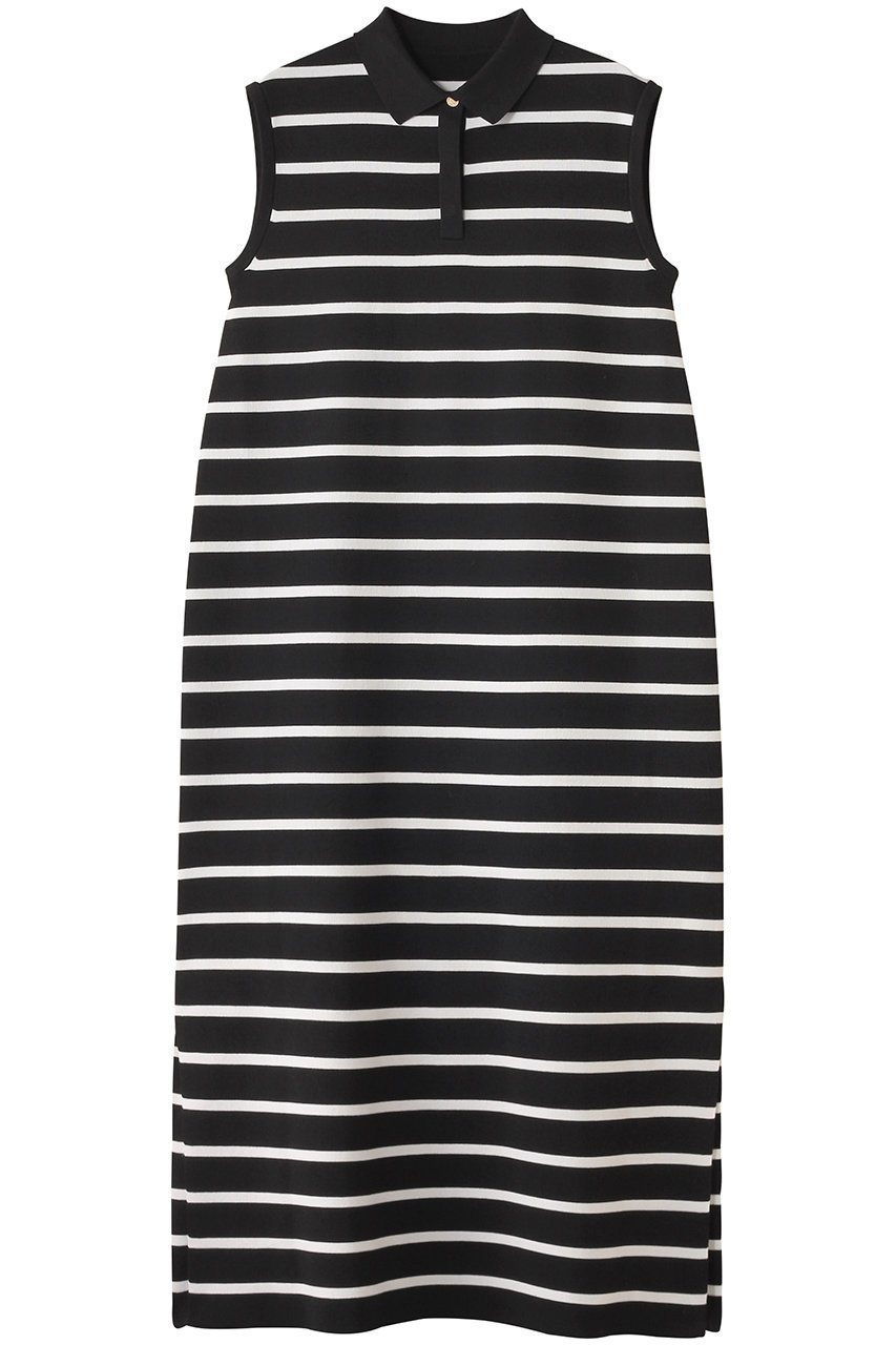 【アルアバイル/allureville】の【Loulou Willoughby】ポロニットロングワンピース インテリア・キッズ・メンズ・レディースファッション・服の通販 founy(ファニー) 　ファッション　Fashion　レディースファッション　Fashion for Women　ワンピース　Dresses　チュニック　Tunic Tops & Dresses　スタイリッシュ　Stylish, Fashionable　チュニック　Tunic, Long Top　ノースリーブ　Sleeveless, No-Sleeve　ベーシック　Basic, Essential　ボーダー　Border, Stripe　ロング　Long, Long-Length　再入荷　Restock / Back in Stock　ブラックボーダー|ID: prp329100004592209 ipo3291000000035613448