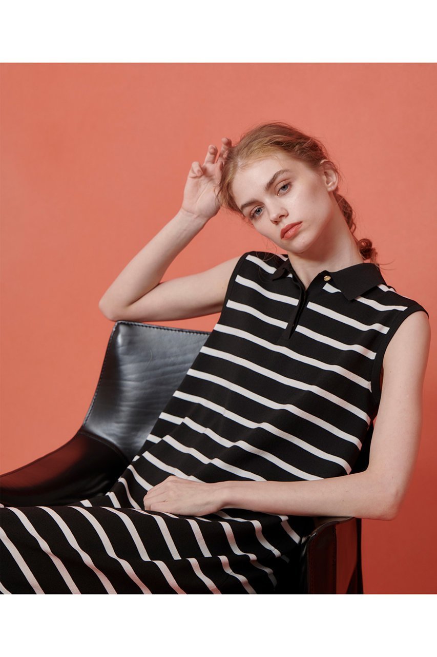 【アルアバイル/allureville】の【Loulou Willoughby】ポロニットロングワンピース 人気、トレンドファッション・服の通販 founy(ファニー) 　ファッション　Fashion　レディースファッション　Fashion for Women　ワンピース　Dresses　チュニック　Tunic Tops & Dresses　スタイリッシュ　Stylish, Fashionable　チュニック　Tunic, Long Top　ノースリーブ　Sleeveless, No-Sleeve　ベーシック　Basic, Essential　ボーダー　Border, Stripe　ロング　Long, Long-Length　再入荷　Restock / Back in Stock　other-6|ID: prp329100004592209 ipo3291000000035613453