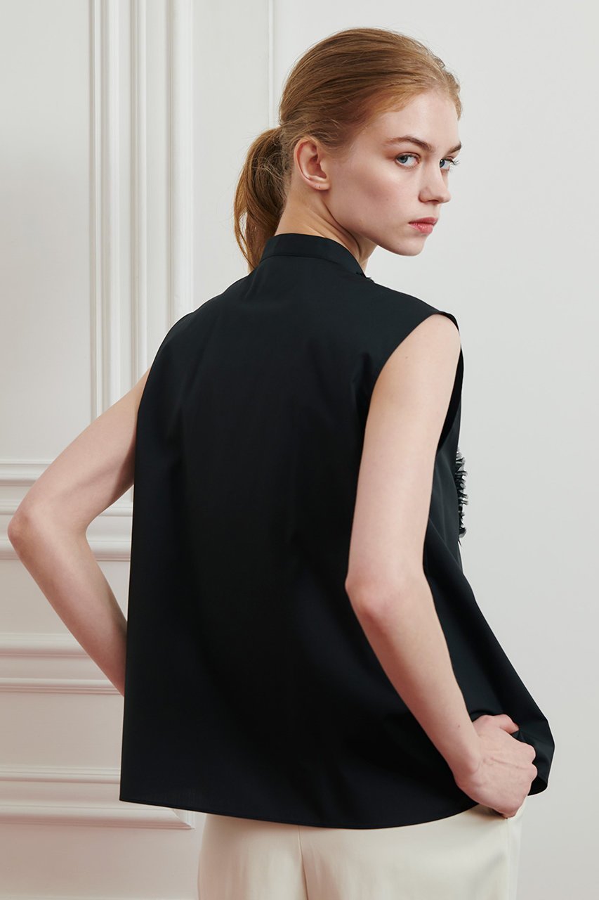 【アルアバイル/allureville】の【Loulou Willoughby】フロントシアーフリルブラウス 人気、トレンドファッション・服の通販 founy(ファニー) 　ファッション　Fashion　レディースファッション　Fashion for Women　トップス・カットソー　Cut & Sew Tops　キャミソール&ノースリーブ　Camisoles & Sleeveless Tops　シャツ・ブラウス・オフィスカジュアル　Elegant Blouses & Button-Ups　2025年　2025　2025-2026秋冬・A/W　Autumn/Winter 2025–26 AW25–26　デニム　Denim, Jeans Material　ノースリーブ　Sleeveless, No-Sleeve　フェミニン　Feminine, Girly　フリル　Frill, Ruffle　ロング　Long, Long-Length　A/W・秋冬　Autumn/Winter　other-7|ID: prp329100004592210 ipo3291000000032685495