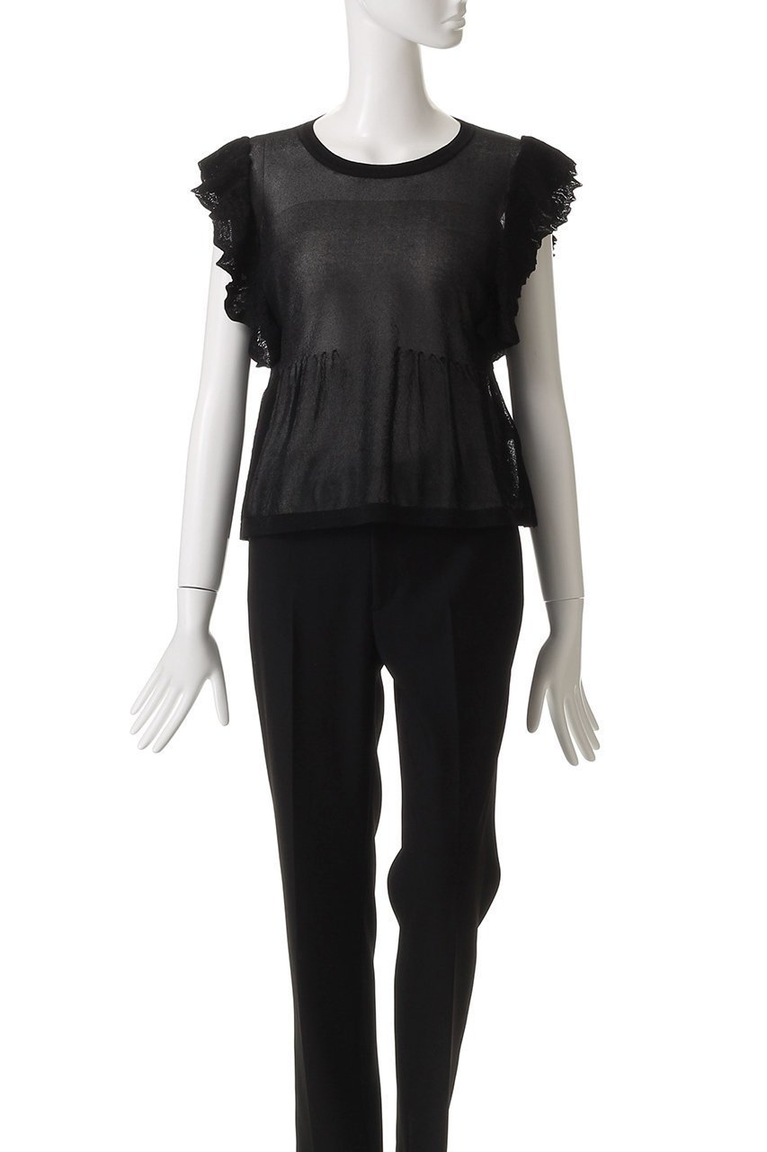 【スリー ドッツ/three dots】のシマーセーター ラッフルトップス 人気、トレンドファッション・服の通販 founy(ファニー) 　ファッション　Fashion　レディースファッション　Fashion for Women　トップス・カットソー　Cut & Sew Tops　ニット　Knit Tops & Sweaters　カジュアルプルオーバー・ニットトップス　Pullovers & Knit Tops / Casual Pullovers　サマー　Summer, Summer Style　シアー　Sheer, See-Through　ボトム　Bottoms, Lower Wear　other-2|ID: prp329100004592222 ipo3291000000036117465