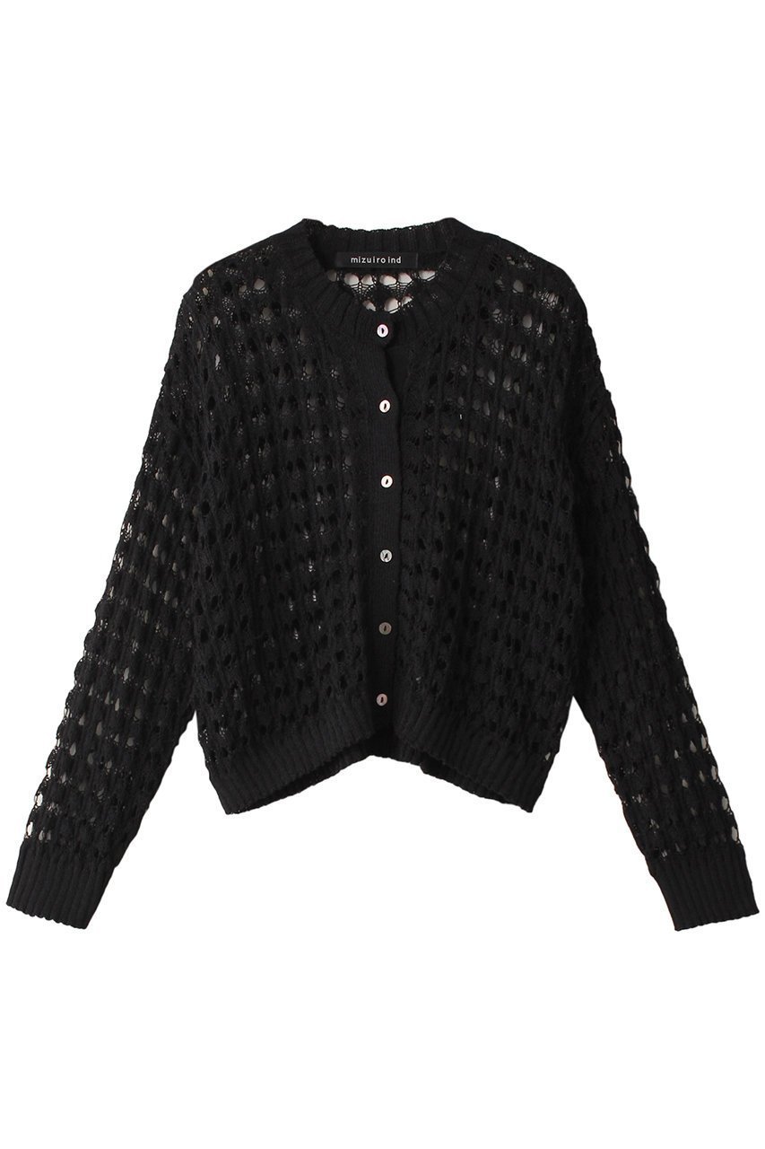 【ミズイロ インド/mizuiro ind】のpattern knitting c/neck short CD カーディガン インテリア・キッズ・メンズ・レディースファッション・服の通販 founy(ファニー) 　ファッション　Fashion　レディースファッション　Ladies' Fashion Online　トップス・カットソー　Tops/Tshirt　ニット　Knit Tops　カーディガン　Cardigans　カーディガン　Cardigan　コンパクト　Compact　サマー　Summer　ショート　Short　トレンド　Trend　black|ID: prp329100004592249 ipo3291000000032601995