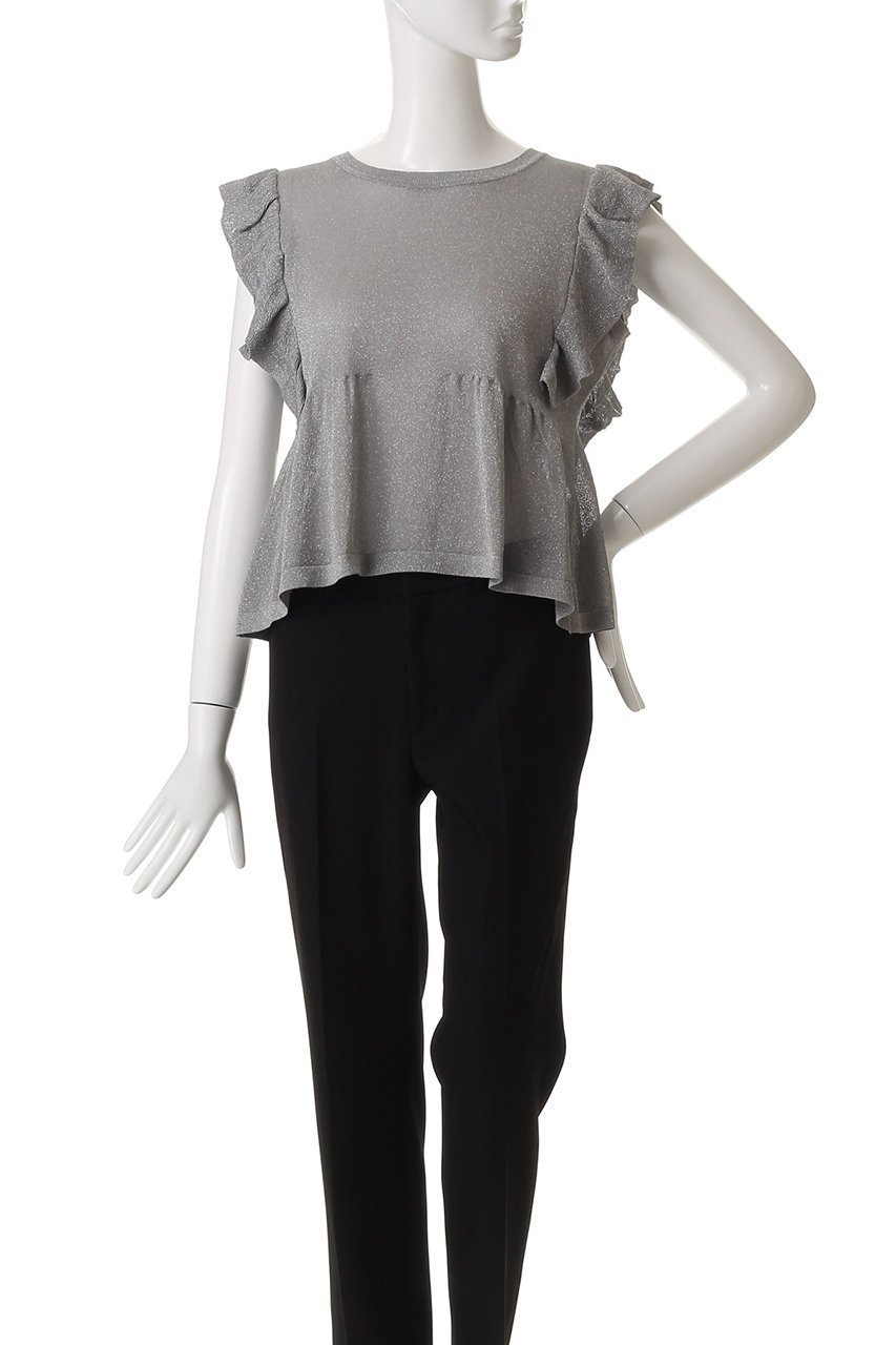 【スリー ドッツ/three dots】のシマーセーター ラッフルトップス 人気、トレンドファッション・服の通販 founy(ファニー) 　ファッション　Fashion　レディースファッション　Ladies' Fashion Online　トップス・カットソー　Tops/Tshirt　ニット　Knit Tops　プルオーバー　Pullover　シアー　Sheer　センター　Center　デニム　Denim　NEW・新作・新着・新入荷　New Arrivals　other-2|ID: prp329100004592251 ipo3291000000032602012