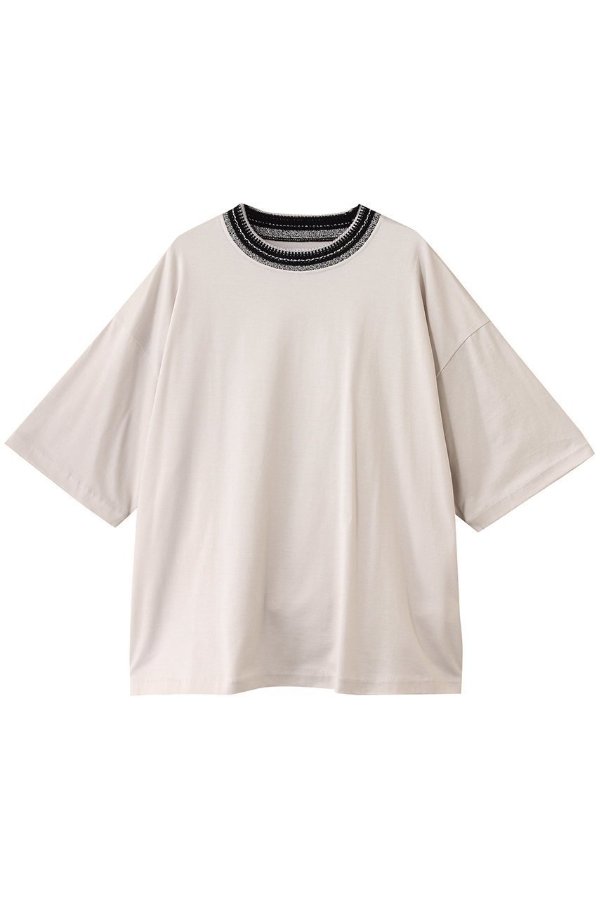 【メゾンスペシャル/MAISON SPECIAL】の【UNISEX】襟リブニット切替 Tシャツ インテリア・キッズ・メンズ・レディースファッション・服の通販 founy(ファニー) 　ファッション　Fashion　レディースファッション　Ladies' Fashion Online　トップス・カットソー　Tops/Tshirt　ニット　Knit Tops　シャツ/ブラウス　Shirts/Blouses　ロング / Tシャツ　T-Shirts　カットソー　Cut and Sewn　ユニセックス　Unisex　ショート　Short　ジャカード　Jacquard　スリーブ　Sleeve　バランス　Balance　リブニット　Rib Knit　リラックス　Relax　エレガント 上品　Elegant　切替　Switching　NEW・新作・新着・新入荷　New Arrivals　無地　Plain Color　G.BGE(グレーベージュ)|ID: prp329100004592254 ipo3291000000032602031