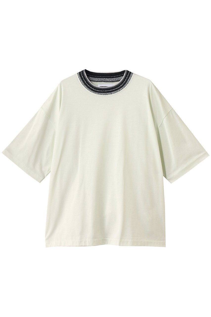 【メゾンスペシャル/MAISON SPECIAL】の【UNISEX】襟リブニット切替 Tシャツ インテリア・キッズ・メンズ・レディースファッション・服の通販 founy(ファニー) 　ファッション　Fashion　レディースファッション　Ladies' Fashion Online　トップス・カットソー　Tops/Tshirt　ニット　Knit Tops　シャツ/ブラウス　Shirts/Blouses　ロング / Tシャツ　T-Shirts　カットソー　Cut and Sewn　ユニセックス　Unisex　ショート　Short　ジャカード　Jacquard　スリーブ　Sleeve　バランス　Balance　リブニット　Rib Knit　リラックス　Relax　エレガント 上品　Elegant　切替　Switching　NEW・新作・新着・新入荷　New Arrivals　無地　Plain Color　GRN(グリーン)|ID: prp329100004592254 ipo3291000000032602033