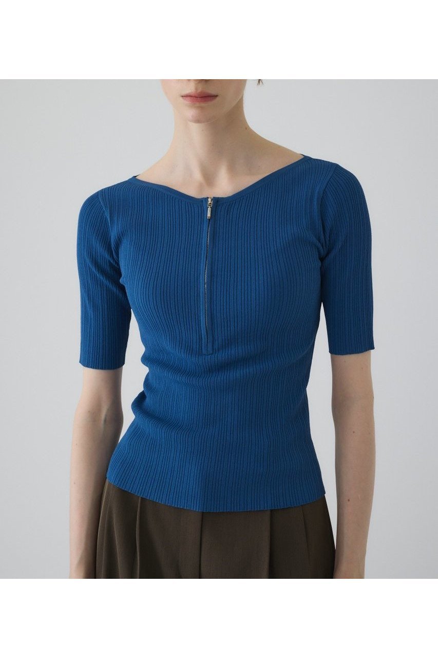 【リムアーク/RIM.ARK】の【7/2 10:00販売開始】Rib zipper knit tops/ニット インテリア・キッズ・メンズ・レディースファッション・服の通販 founy(ファニー) 　ファッション　Fashion　レディースファッション　Ladies' Fashion Online　トップス・カットソー　Tops/Tshirt　ニット　Knit Tops　プルオーバー　Pullover　アクセサリー　Accessories　ジップ　Zip　フィット　Fit　リブニット　Rib Knit　NEW・新作・新着・新入荷　New Arrivals　ブルー|ID: prp329100004592280 ipo3291000000032602209