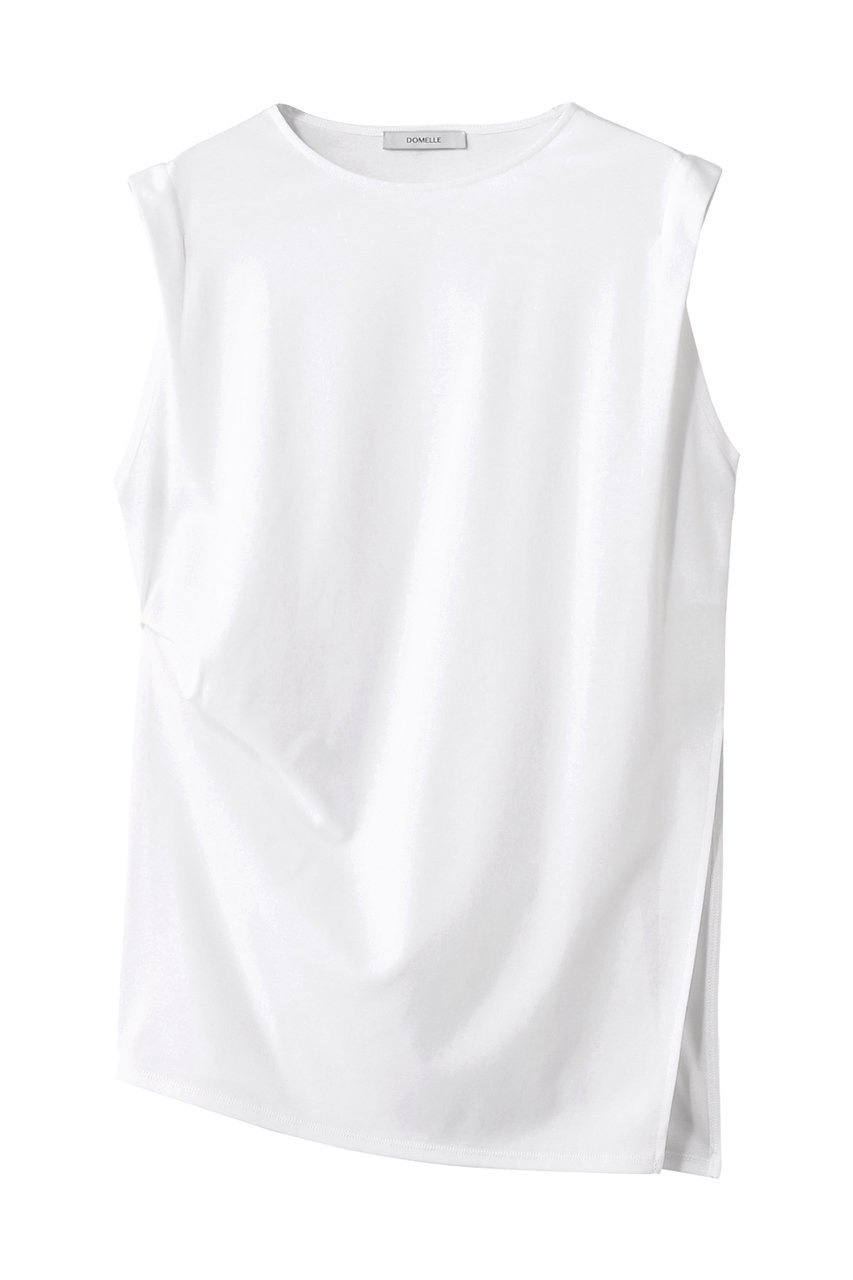 【ドメル/DOMELLE】のノースリーブ ジャージトップ インテリア・キッズ・メンズ・レディースファッション・服の通販 founy(ファニー) 　ファッション　Fashion　レディースファッション　Fashion for Women　トップス・カットソー　Cut & Sew Tops　キャミソール&ノースリーブ　Camisoles & Sleeveless Tops　シャツ・ブラウス・オフィスカジュアル　Elegant Blouses & Button-Ups　2025年　2025　2025-2026秋冬・A/W　Autumn/Winter 2025–26 AW25–26　なめらか　Smooth, Silky Texture　アシンメトリー　Asymmetrical Style　インナー　Innerwear　カーディガン　Cardigan, Knitwear　ジャケット　Jacket, Outerwear　ノースリーブ　Sleeveless, No-Sleeve　エレガント 上品　Elegant　A/W・秋冬　Autumn/Winter　ホワイト|ID: prp329100004592285 ipo3291000000032602258