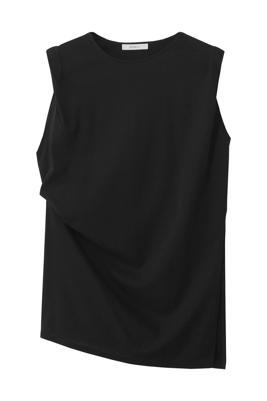 【ドメル/DOMELLE】のノースリーブ ジャージトップ インテリア・キッズ・メンズ・レディースファッション・服の通販 founy(ファニー) 　ファッション　Fashion　レディースファッション　Fashion for Women　トップス・カットソー　Cut & Sew Tops　キャミソール&ノースリーブ　Camisoles & Sleeveless Tops　シャツ・ブラウス・オフィスカジュアル　Elegant Blouses & Button-Ups　2025年　2025　2025-2026秋冬・A/W　Autumn/Winter 2025–26 AW25–26　なめらか　Smooth, Silky Texture　アシンメトリー　Asymmetrical Style　インナー　Innerwear　カーディガン　Cardigan, Knitwear　ジャケット　Jacket, Outerwear　ノースリーブ　Sleeveless, No-Sleeve　エレガント 上品　Elegant　A/W・秋冬　Autumn/Winter　ブラック|ID: prp329100004592285 ipo3291000000032602259