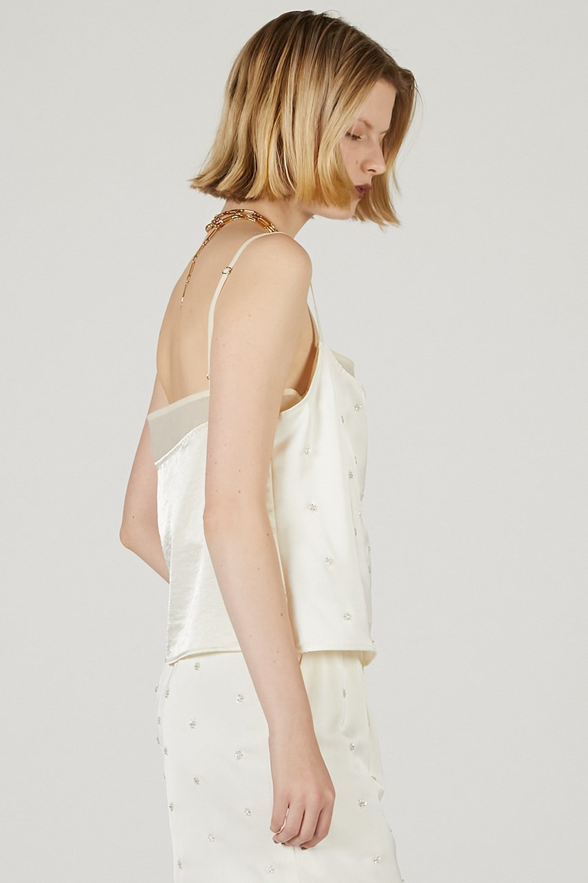 【プランク プロジェクト/PRANK PROJECT】のフラワービジューサテンビスチェ / Flower Bejeweled Satin Bustier 人気、トレンドファッション・服の通販 founy(ファニー) 　ファッション　Fashion　レディースファッション　Fashion for Women　トップス・カットソー　Cut & Sew Tops　キャミソール&ノースリーブ　Camisoles & Sleeveless Tops　シャツ・ブラウス・オフィスカジュアル　Elegant Blouses & Button-Ups　ビスチェ　Bustiers & Corset Tops / Layered Bustier Style　キャミソール　Camisole, Spaghetti Strap Top　サテン　Satin, Glossy Fabric　シアー　Sheer, See-Through　シンプル　Simple, Minimal　セットアップ　Set-Up, Coordinated Outfit　ノースリーブ　Sleeveless, No-Sleeve　パーティ　Party, Party Style　フラワー　Flower, Floral　モチーフ　Motif, Design Theme　リゾート　Resort, Vacation Style　ワッシャー　Washer, Crinkled Finish　無地　Plain, Solid Color　other-8|ID: prp329100004592317 ipo3291000000036392579