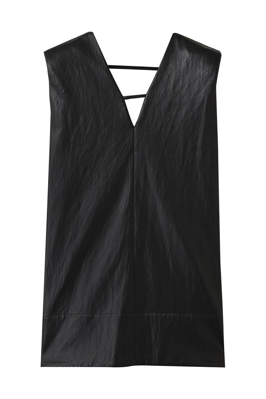 【プランク プロジェクト/PRANK PROJECT】のフロントレザーボクシーVネックトップ / Front Leather Boxy V Neck Top インテリア・キッズ・メンズ・レディースファッション・服の通販 founy(ファニー) 　ファッション　Fashion　レディースファッション　Ladies' Fashion Online　トップス・カットソー　Tops/Tshirt　キャミソール / ノースリーブ　No Sleeves　シャツ/ブラウス　Shirts/Blouses　Vネック　V-Neck　ウォッシャブル　Washable　カットソー　Cut And Sew　ノースリーブ　No Sleeve　フェイクレザー　Faux Leather　リアル　Real　夏　Summer　NEW・新作・新着・新入荷　New Arrivals　BLK(ブラック)|ID: prp329100004592319 ipo3291000000032602502