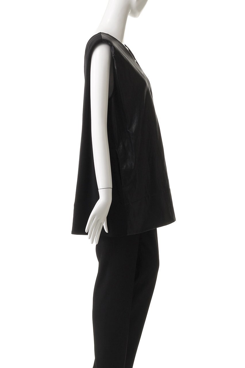 【プランク プロジェクト/PRANK PROJECT】のフロントレザーボクシーVネックトップ / Front Leather Boxy V Neck Top 人気、トレンドファッション・服の通販 founy(ファニー) 　ファッション　Fashion　レディースファッション　Fashion for Women　トップス・カットソー　Cut & Sew Tops　キャミソール&ノースリーブ　Camisoles & Sleeveless Tops　シャツ・ブラウス・オフィスカジュアル　Elegant Blouses & Button-Ups　Vネックトップス　V-Neck Tops / V-Cut Neckline Shirts　ウォッシャブル　Machine Washable　カットソー　Cut and Sewn Top　ノースリーブ　Sleeveless, No-Sleeve　フェイクレザー　Faux Leather, PU Leather　リアル　Real, Realistic　夏　Summer　other-3|ID: prp329100004592319 ipo3291000000035062841