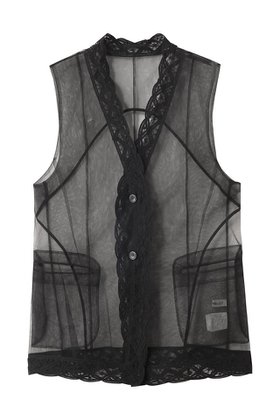 【プランク プロジェクト/PRANK PROJECT】のトリムレースチュールジレ / Trimmed Lace Tulle Gilet 人気、トレンドファッション・服の通販 founy(ファニー) ファッション Fashion レディースファッション Fashion for Women アウター Coat / Outerwear Collection トップス・カットソー Cut & Sew Tops キャミソール&ノースリーブ Camisoles & Sleeveless Tops シャツ・ブラウス・オフィスカジュアル Elegant Blouses & Button-Ups ベスト&ジレ / 重ね着スタイル Vests & Gilets インナー Innerwear キャミソール Camisole, Spaghetti Strap Top ノースリーブ Sleeveless, No-Sleeve ポケット Pocket, Pocket Detail レース Lace, Lace Fabric 新作・新入荷 New Arrivals / New In 春 Spring 秋 Autumn |ID:prp329100004592320
