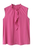 【アナイ/ANAYI】のクレープデシンフロントラッフルブラウス 人気、トレンドファッション・服の通販 founy(ファニー) ファッション Fashion レディースファッション Fashion for Women トップス・カットソー Cut & Sew Tops キャミソール&ノースリーブ Camisoles & Sleeveless Tops シャツ・ブラウス・オフィスカジュアル Elegant Blouses & Button-Ups おすすめ Recommended / Our Picks なめらか Smooth, Silky Texture インナー Innerwear ジャケット Jacket, Outerwear ノースリーブ Sleeveless, No-Sleeve thumbnail ピンク|ID: prp329100004592331 ipo3291000000032649132