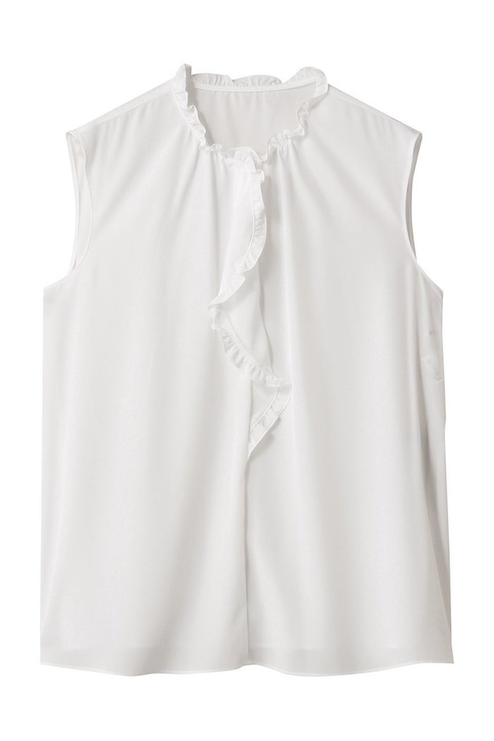 【アナイ/ANAYI】のクレープデシンフロントラッフルブラウス インテリア・キッズ・メンズ・レディースファッション・服の通販 founy(ファニー) https://founy.com/ ファッション Fashion レディースファッション Fashion for Women トップス・カットソー Cut & Sew Tops キャミソール&ノースリーブ Camisoles & Sleeveless Tops シャツ・ブラウス・オフィスカジュアル Elegant Blouses & Button-Ups おすすめ Recommended / Our Picks なめらか Smooth, Silky Texture インナー Innerwear ジャケット Jacket, Outerwear ノースリーブ Sleeveless, No-Sleeve |ID: prp329100004592331 ipo3291000000035054221