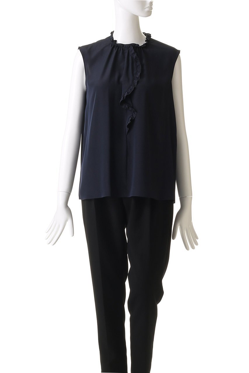 【アナイ/ANAYI】のクレープデシンフロントラッフルブラウス 人気、トレンドファッション・服の通販 founy(ファニー) 　ファッション　Fashion　レディースファッション　Fashion for Women　トップス・カットソー　Cut & Sew Tops　キャミソール&ノースリーブ　Camisoles & Sleeveless Tops　シャツ・ブラウス・オフィスカジュアル　Elegant Blouses & Button-Ups　おすすめ　Recommended / Our Picks　なめらか　Smooth, Silky Texture　インナー　Innerwear　ジャケット　Jacket, Outerwear　ノースリーブ　Sleeveless, No-Sleeve　other-2|ID: prp329100004592331 ipo3291000000035054224