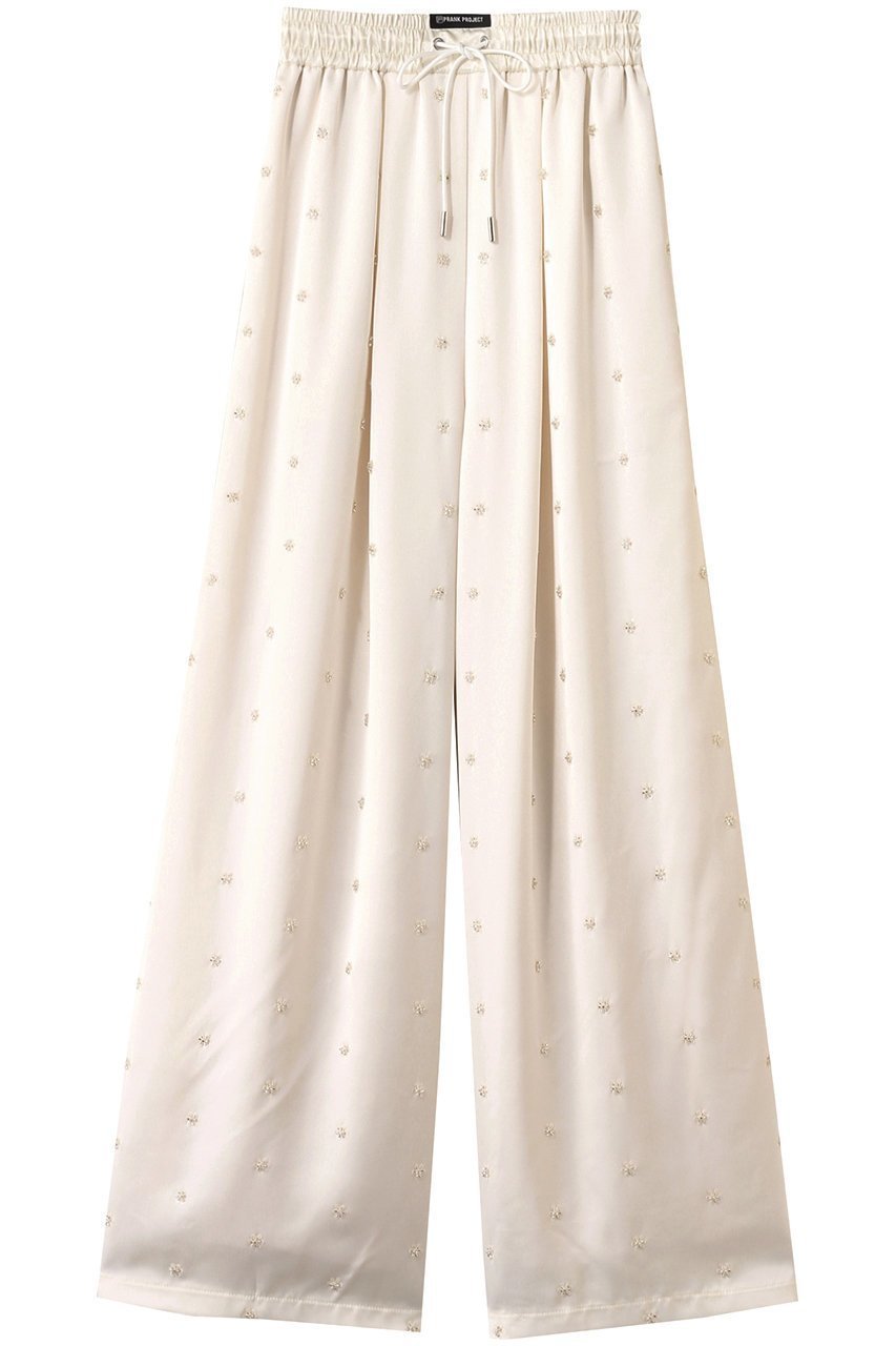 【プランク プロジェクト/PRANK PROJECT】のフラワービジューサテンイージーパンツ / Flower Beaded Satin Easy Pants インテリア・キッズ・メンズ・レディースファッション・服の通販 founy(ファニー) 　ファッション　Fashion　レディースファッション　Ladies' Fashion Online　パンツ　Pants　サテン　Satin　セットアップ　Set Up　パーティ　Party　フラワー　Flower　モチーフ　Motif　リゾート　Resort　ワッシャー　Washer　NEW・新作・新着・新入荷　New Arrivals　WHT(ホワイト)|ID: prp329100004592338 ipo3291000000032602648