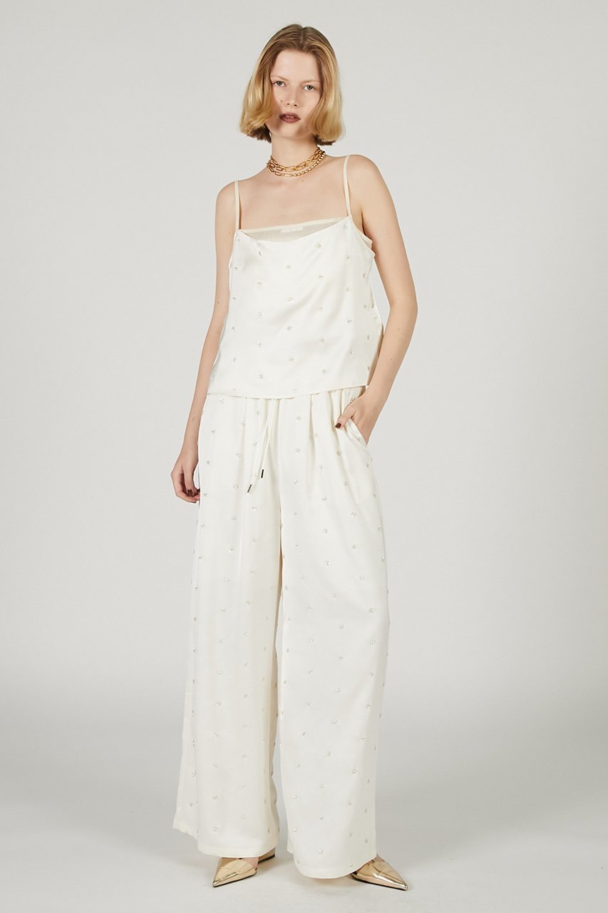 【プランク プロジェクト/PRANK PROJECT】のフラワービジューサテンイージーパンツ / Flower Beaded Satin Easy Pants 人気、トレンドファッション・服の通販 founy(ファニー) 　ファッション　Fashion　レディースファッション　Ladies' Fashion Online　パンツ　Pants　サテン　Satin　セットアップ　Set Up　パーティ　Party　フラワー　Flower　モチーフ　Motif　リゾート　Resort　ワッシャー　Washer　NEW・新作・新着・新入荷　New Arrivals　other-7|ID: prp329100004592338 ipo3291000000032602654