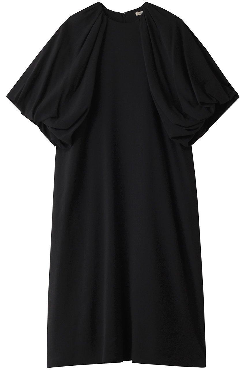 【デザイン ワークス/DESIGN WORKS】のバルーンスリーブワンピース インテリア・キッズ・メンズ・レディースファッション・服の通販 founy(ファニー) 　ファッション　Fashion　レディースファッション　Fashion for Women　ワンピース　Dresses　チュニック　Tunic Tops & Dresses　とろみ　Fluid, Flowy Fabric　ギャザー　Gathered, Ruffled　シアー　Sheer, See-Through　スリーブ　Sleeve, Long Sleeve / Short Sleeve　チュニック　Tunic, Long Top　バルーン　Balloon, Balloon Silhouette　ロング　Long, Long-Length　ブラック|ID: prp329100004593259 ipo3291000000034954960